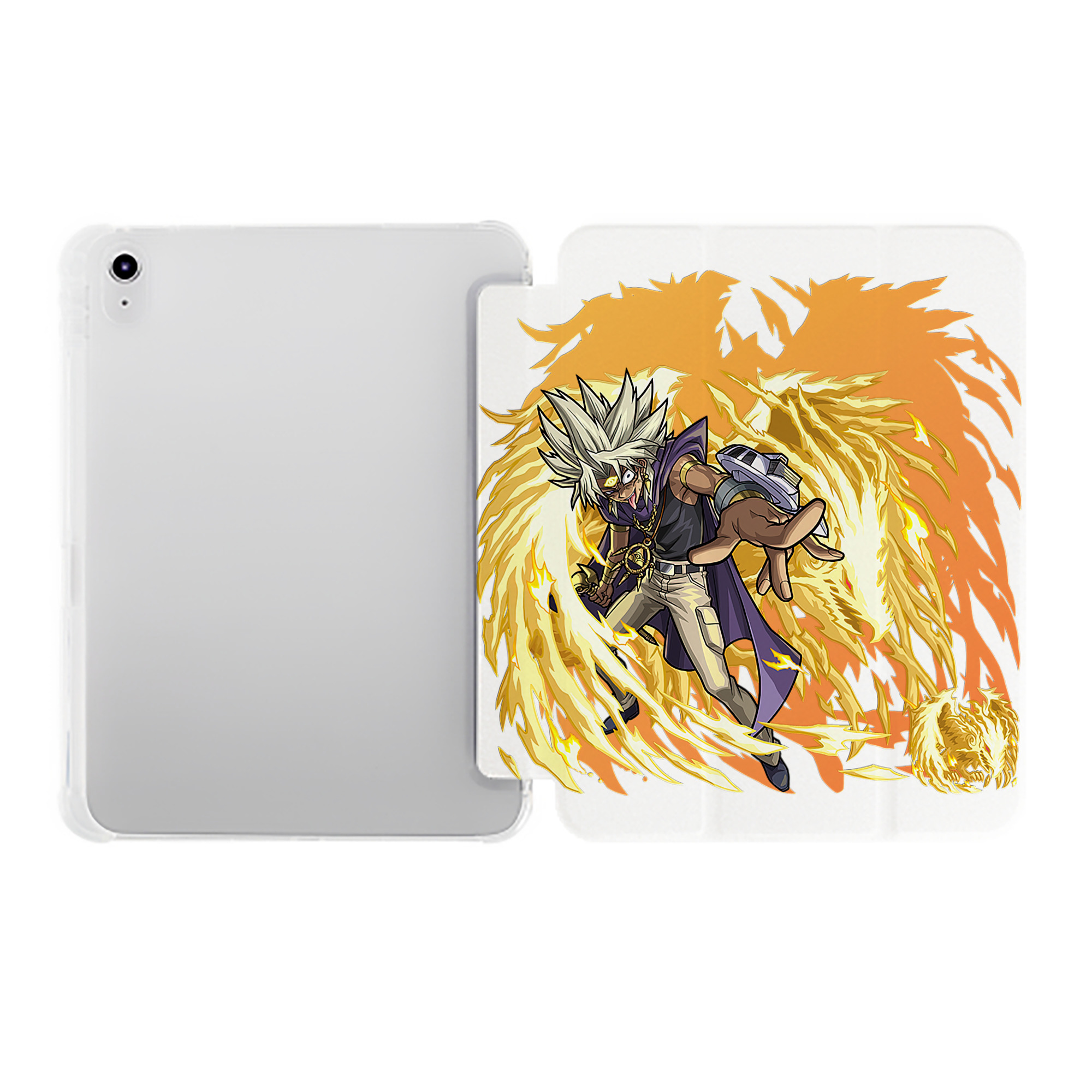 （画像用） 遊☆戯☆王 Yu-Gi-Oh! IPad ケース ペン収納付き 三つ折りスタンド PUレザー×シリコン 対応機種9.5/10.5/10.9インチ